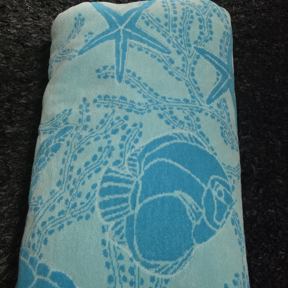 ⛱️​GIANT 72x84 Ocean Blue Beach Towel Blanket - Family Size XL🌊